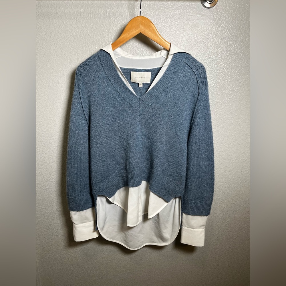 Brochu Walker Blue Layered V-Neck Looker Sweater